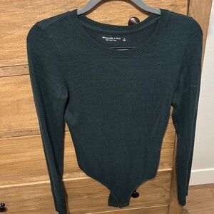 Abercrombie & Fitch Dark Green Long Sleeve Bodysuit